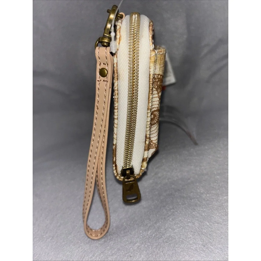 SAKROOTS Lg Smartphone Gold‎ Canvas Wristlet Zip Around Wallet NWT Missing Strap